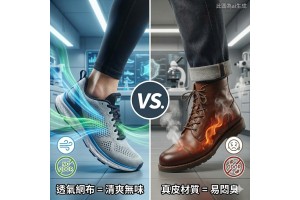 【拒絕腳臭！透氣網布 vs. 真皮材質的大對決。】