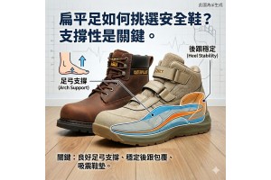 扁平足如何挑選安全鞋？支撐性是關鍵。