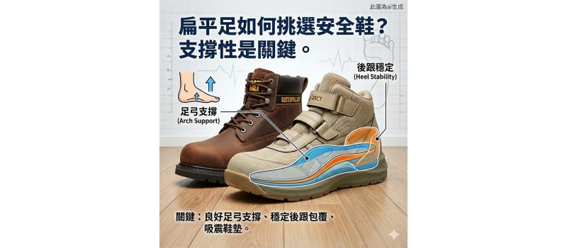 扁平足如何挑選安全鞋？支撐性是關鍵。