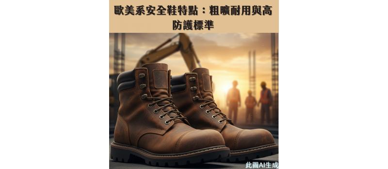 【歐美系安全鞋特點：粗曠耐用與高防護標準。】