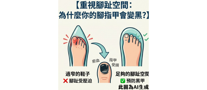 重視腳趾空間：為什麼你的腳指甲會變黑?