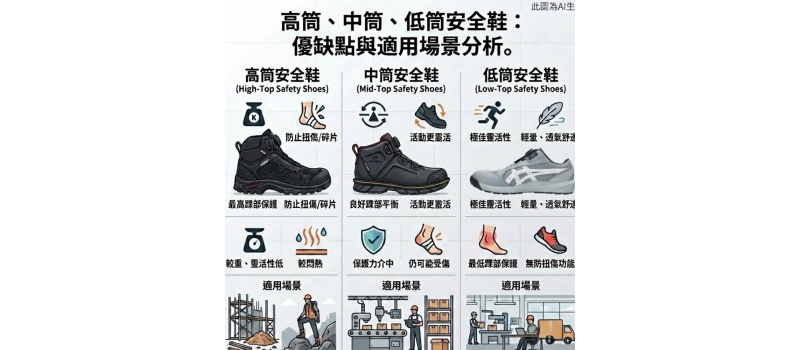 高筒、中筒、低筒安全鞋：優缺點與適用場景分析